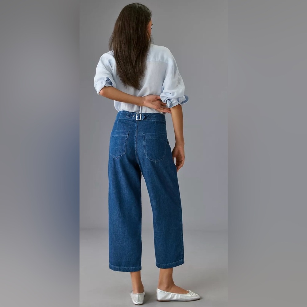 Anthropologie Pilcro Mid-Rise Pleated Trouser denim jean’s preppy baggy 29 EUC - Picture 4 of 16